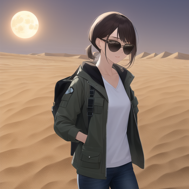 Best quality, masterpiece, small breasts, sunglasses, {{{flak jacket}}}, pilot,  s-2028207993