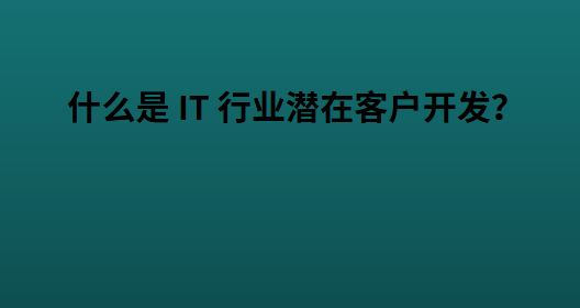 什么是 IT 行业潜在客户开发？