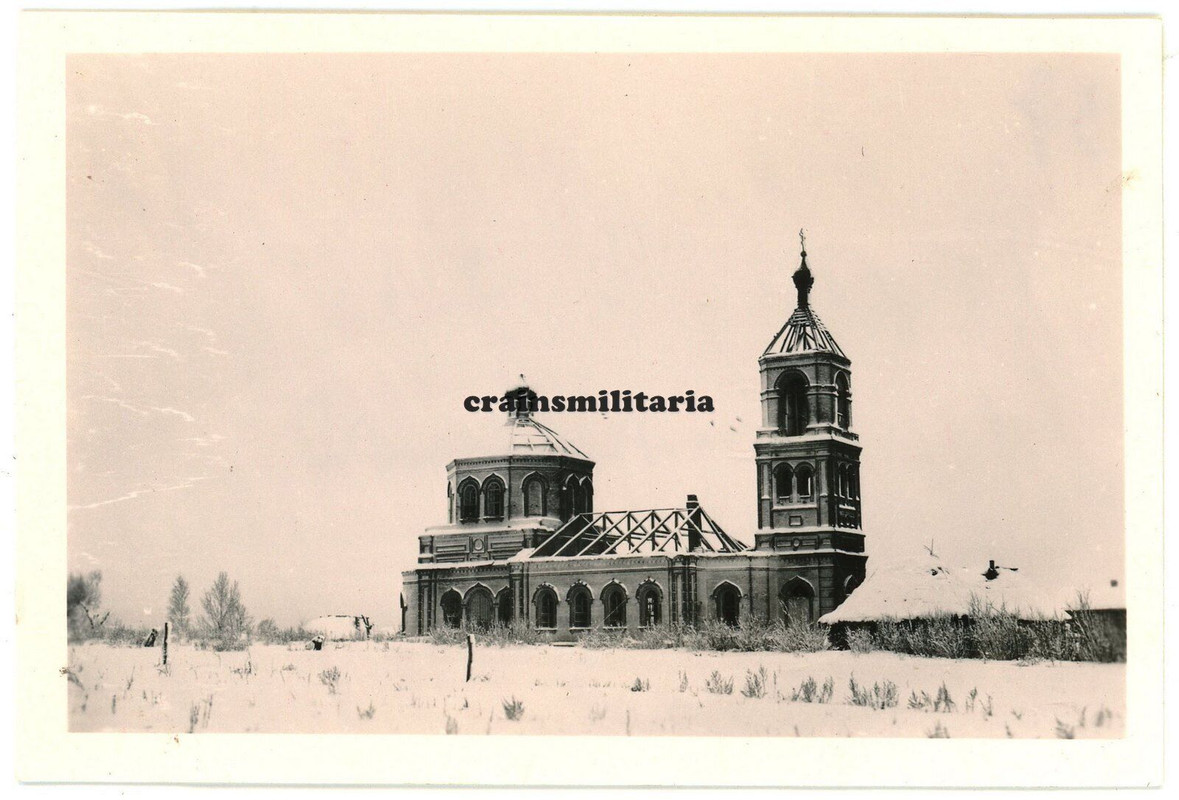 Orig Foto zerstörtes orthodoxe Kirche Pronino SPAS-DEMENSK Kaluga Russland 1941