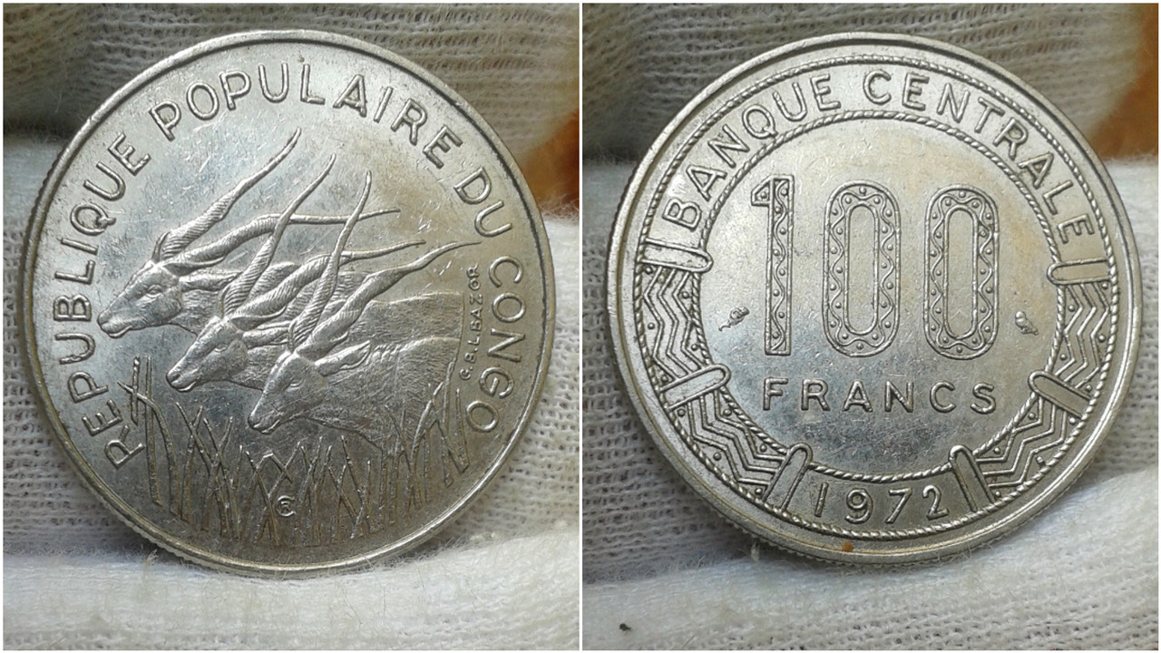¡¡Safari!! 100 Francs de 1972. República Popular del Congo. Polish-20200424-181348314