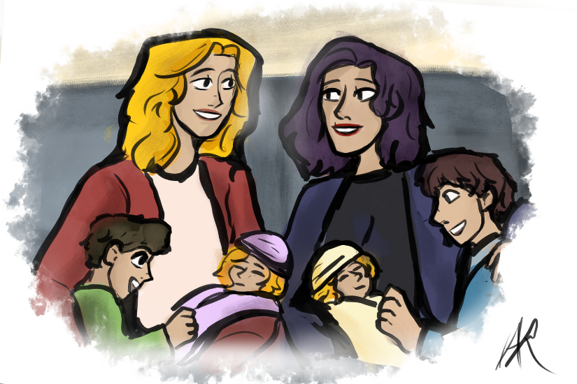  and Roland a gathered around Regina and Emma holding the newborn twins