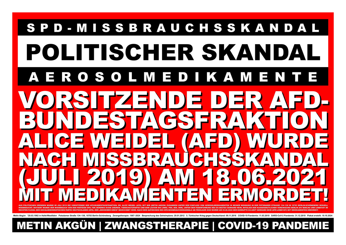 Alice Weidel (AfD) nach Missbrauchsskandal am 18.06.2021 mit Medikamenten ermordet!