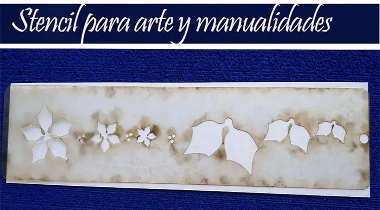 Stencil Plantilla hojas flores Navidad Para Artes y Manualidad 1pz