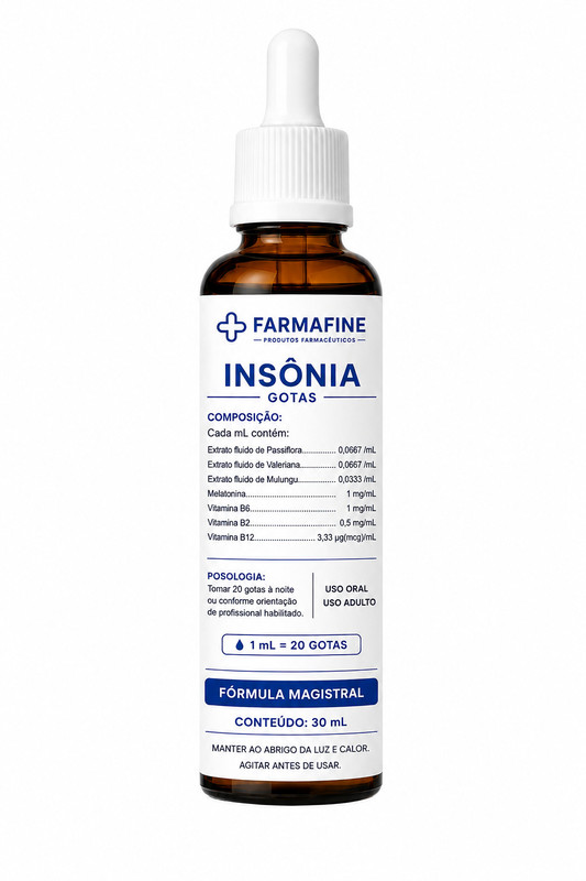Fórmula para Insônia Farmafine — frasco 30 mL com conta-gotas