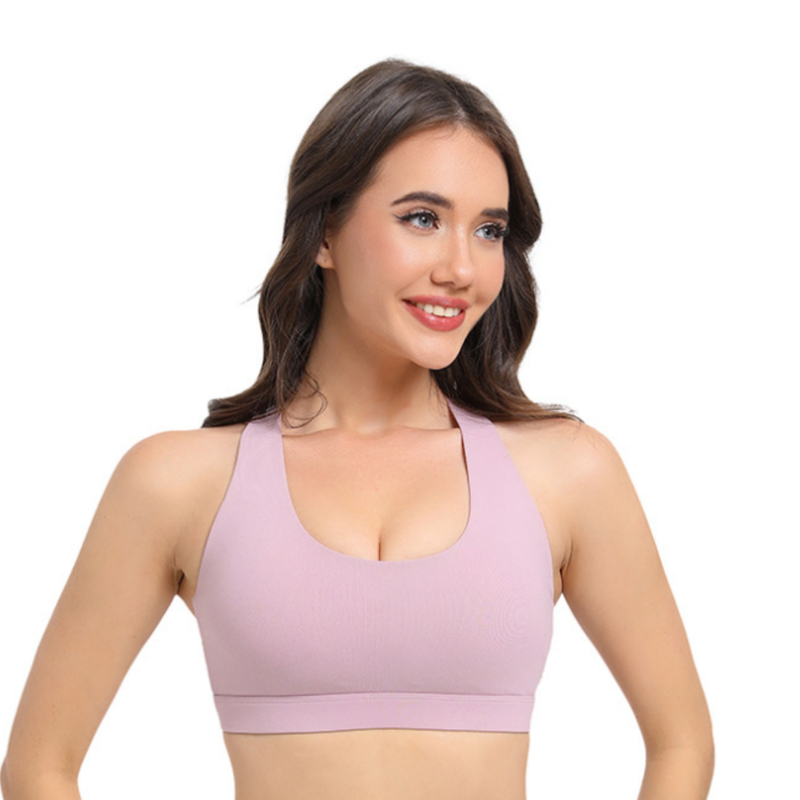 2-Pack Pink High-Support Shockproof Sports Bra(L Size) - Women's Backless Yoga Running Vest with Naked-Feel Comfort (Padded & Wire-Free)