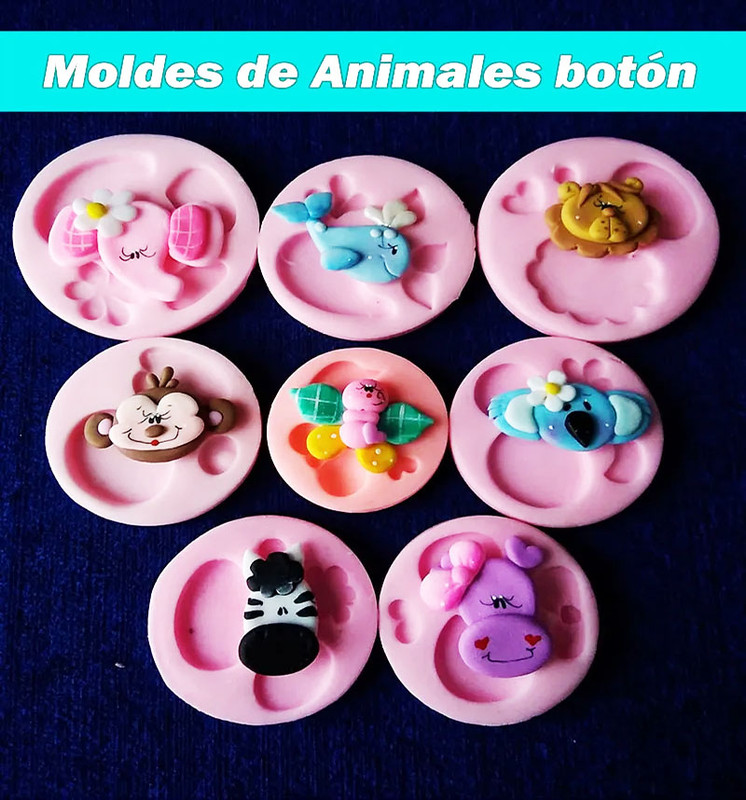 Set 8 Moldes silicona animales para arte y manualidades en foami fimo
