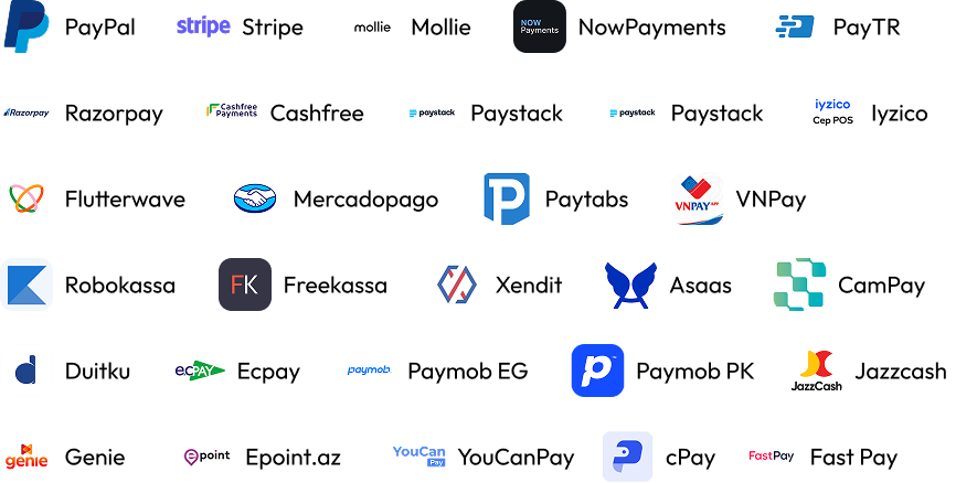 28 Integrated Payment Gateways