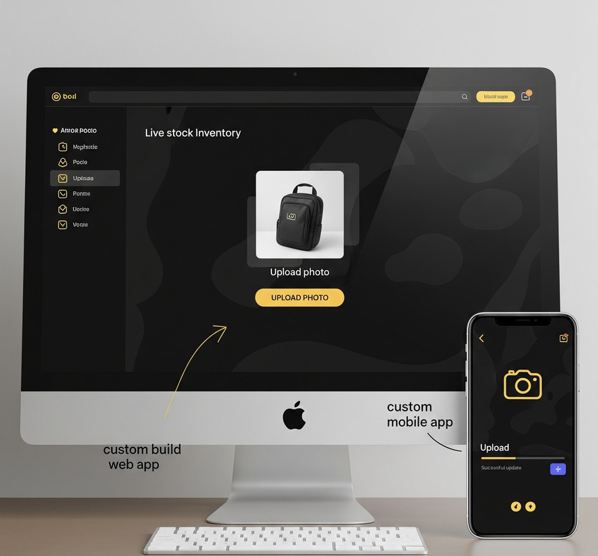 Tablet showing inventory analytics and charts