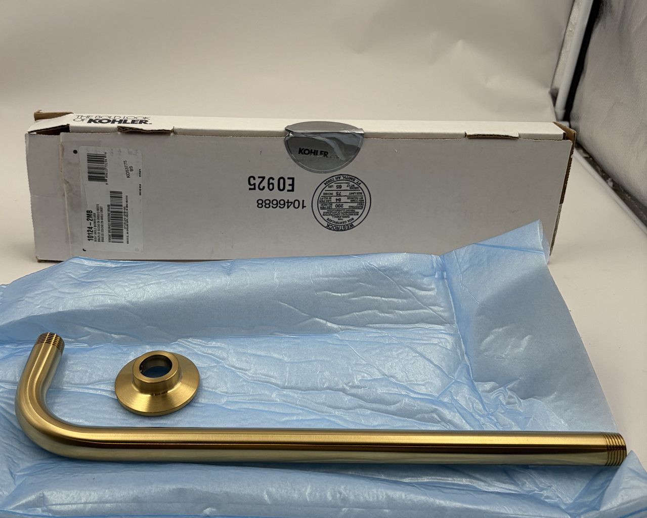 KOHLER 10124-2MB RIGHT ANGLE SHOWER ARM VIBRANT BRUSHED MODERN BRASS