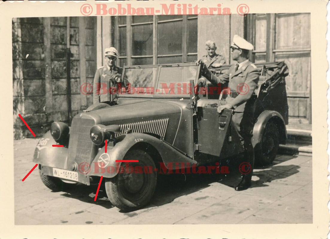 Foto Luftwaffe PKW Mercedes Benz 170 V Kübelwagen Wappen Emblem Kennung