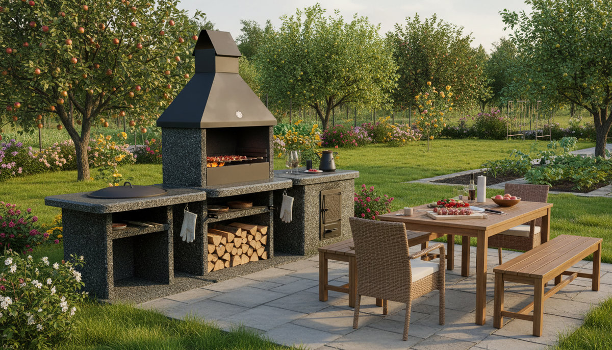 Готовая уличная кухня с грилем казаном и мангалом