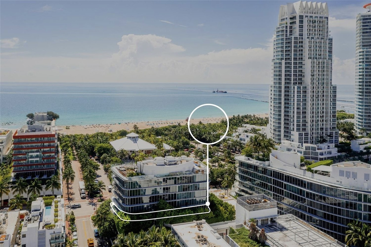 Miami Beach, FL luxury rental aerial building and ocean view