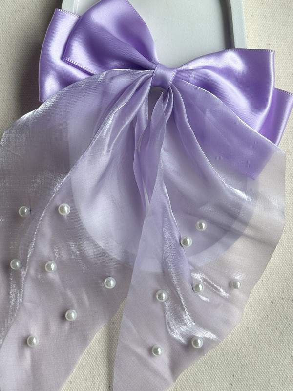 purple handmade pearl hair bow 1