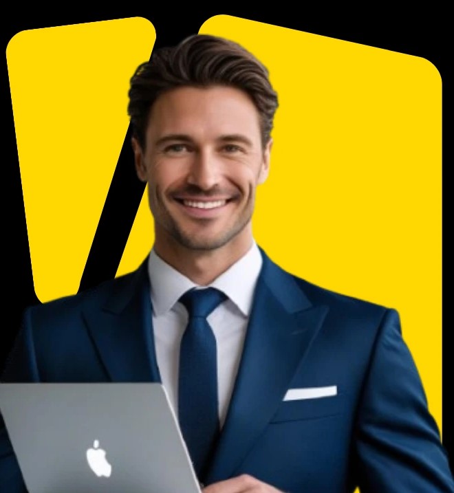 Smiling Man with Laptop