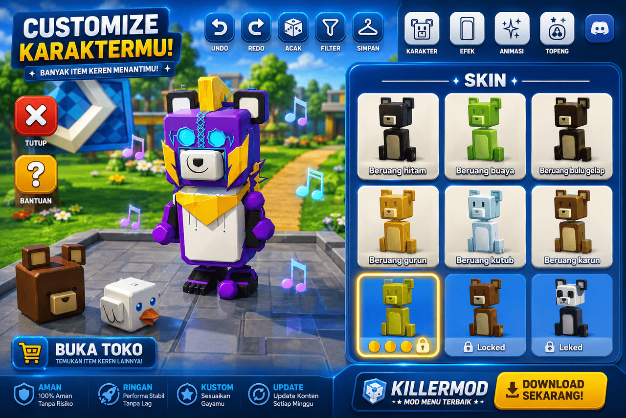 Super Bear Adventure Mod APK mod menu active during gameplay