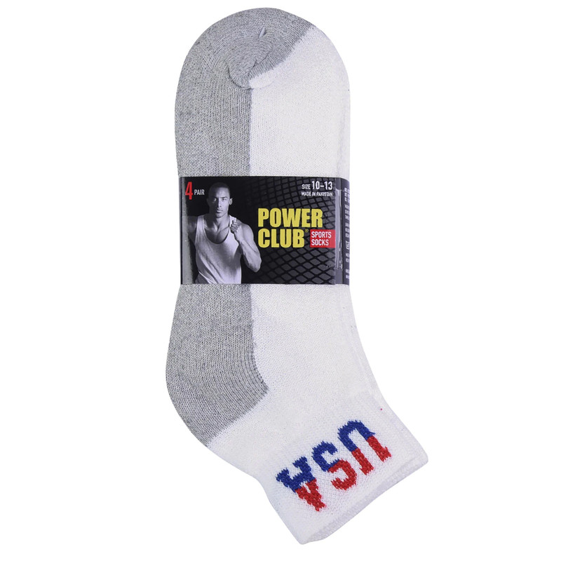 mens cotton white socks USA ankle sport socks size 10-13