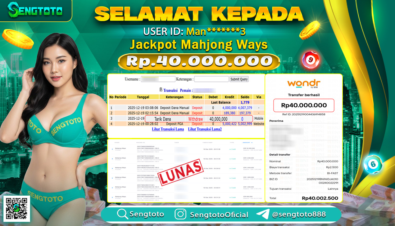 BUKTI PEMBAYARAN SLOT MAHJONG WAYS 