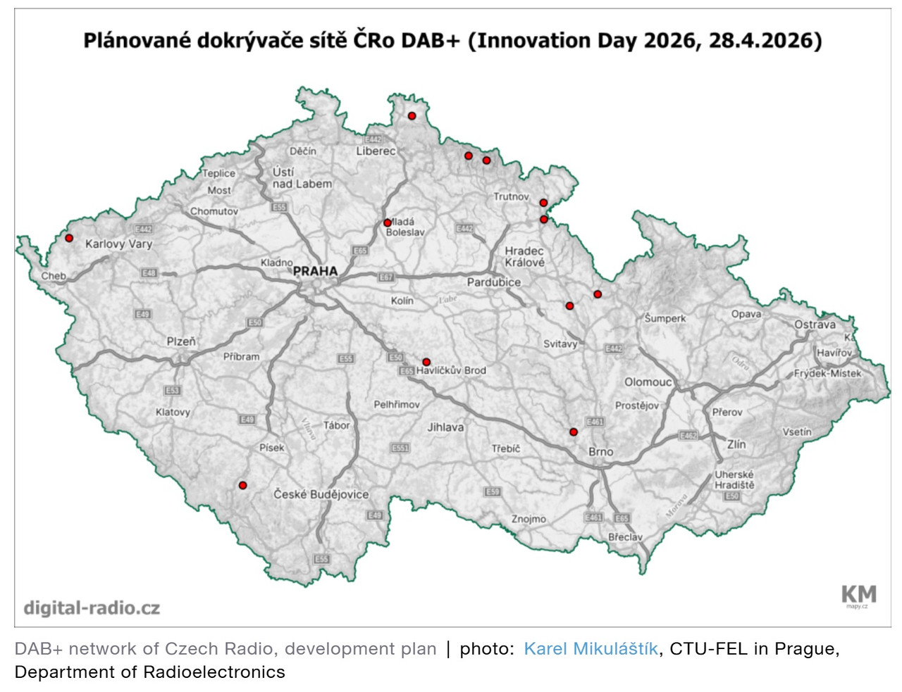 Нови DAB предаватели в Чехия 2026