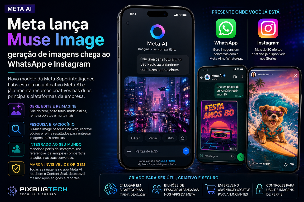 Meta lança Muse Image e leva geração visual ao WhatsApp e Instagram o diferencial está no acesso ao seu mundo social