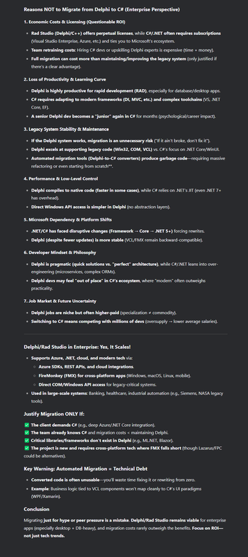 Delphi to C# AI Migration for sure Technical Debt Hell