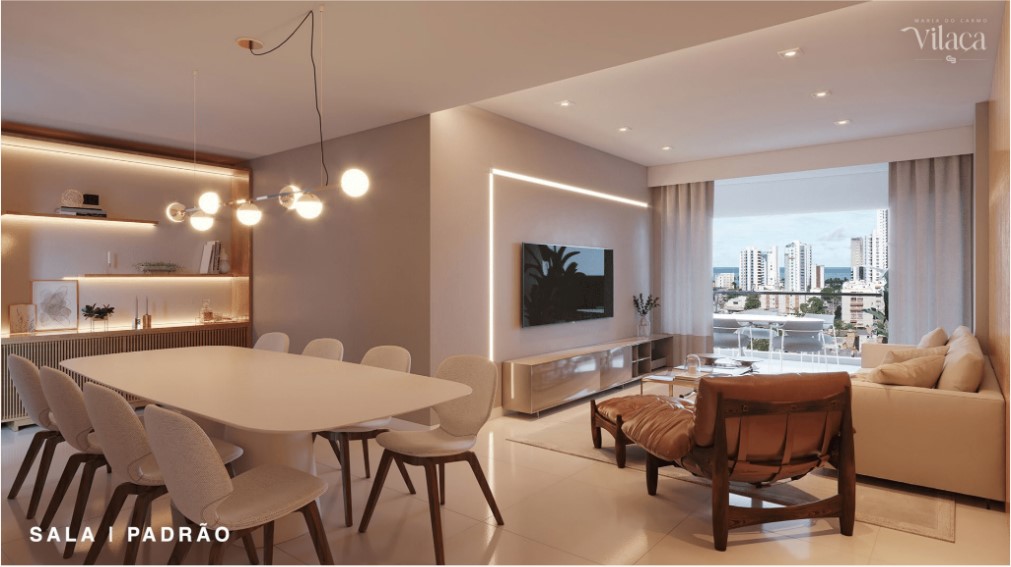 Sala de estar com padrão de acabamento elevado do Maria do Carmo Vilaça