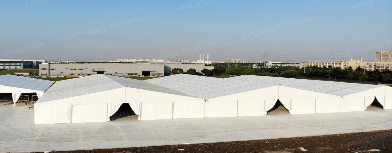 Large-span aluminum warehousing tent exterior view