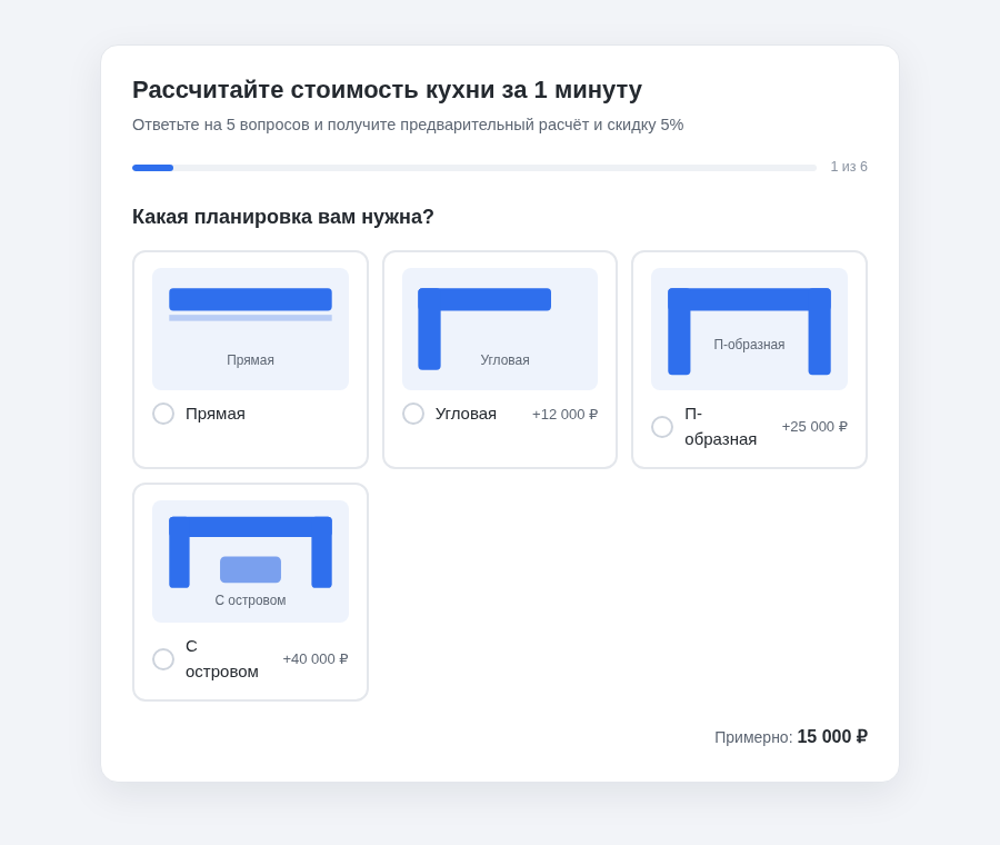 Квиз с вариантами-картинками, ценами и прогресс-баром