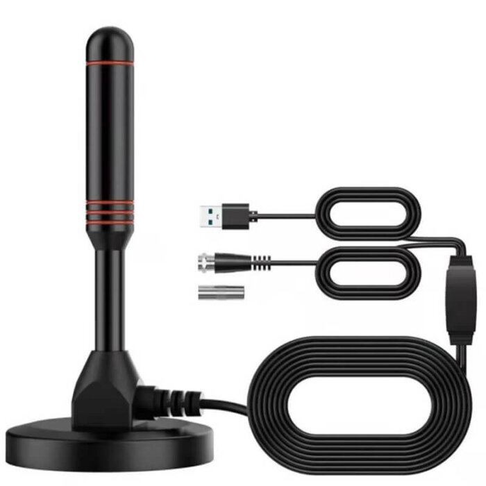 Antena de TV digital HDTV interior/exterior con cable coaxial y conector F.