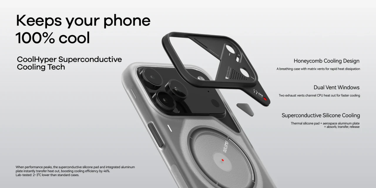 Husa pentru iPhone 17 Pro, Aulumu A17 Frosted, TPU rezistent, Compatibila MagSafe, Efect fosforescent, Protectie Camera, Butoane aluminiu, Racire activa CoolHyper, Protectie premium, Gri/Transparent A17 03