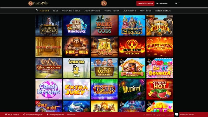 Nevadawin Casino : Notre test complet d'une plateforme prometteuse capture decran machines a sous nevada win casino - Nevadawin Casino : Notre test complet d'une plateforme prometteuse