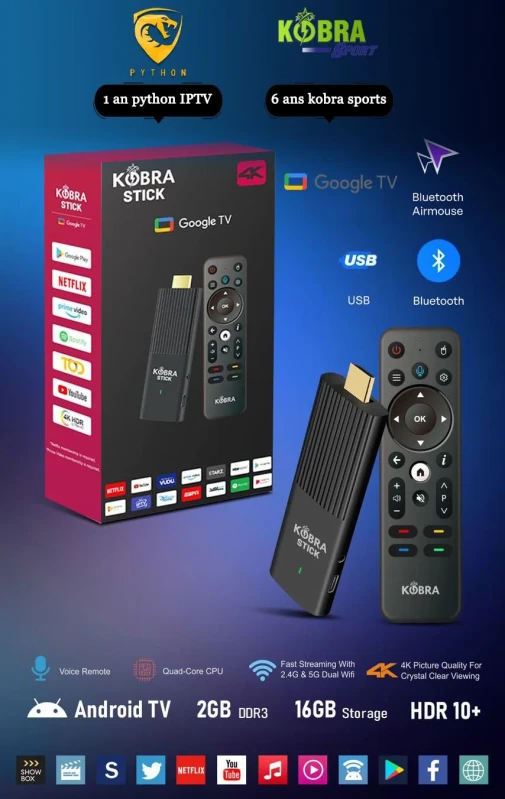 Kobra Stick Google TV 7 Ans d'abonnement