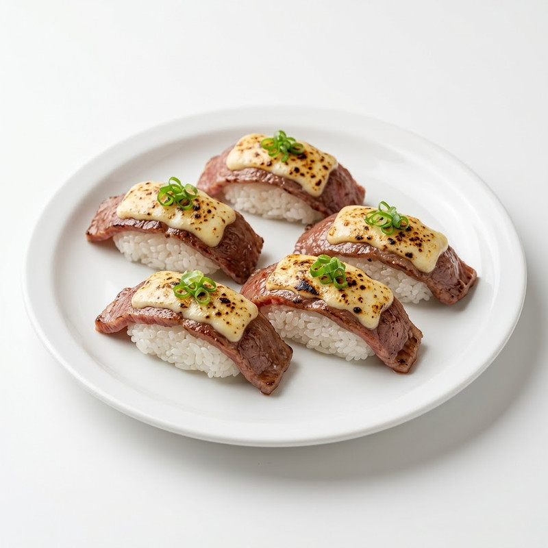 Nigiri De Ternera Con Queso Flambeado (5 Pzs.)