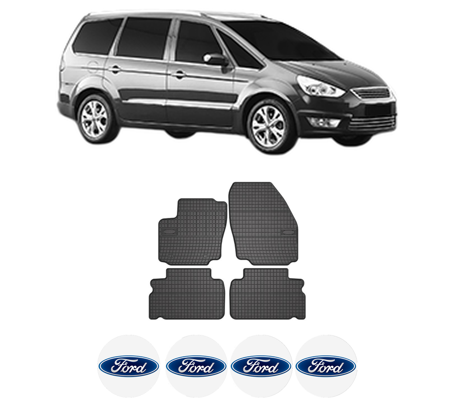 Set covorase presuri FORD GALAXY MK II VAN (WA6) din 2006-2015, auto, din cauciuc thermoplastic, 4 Stickere auto cu FORD