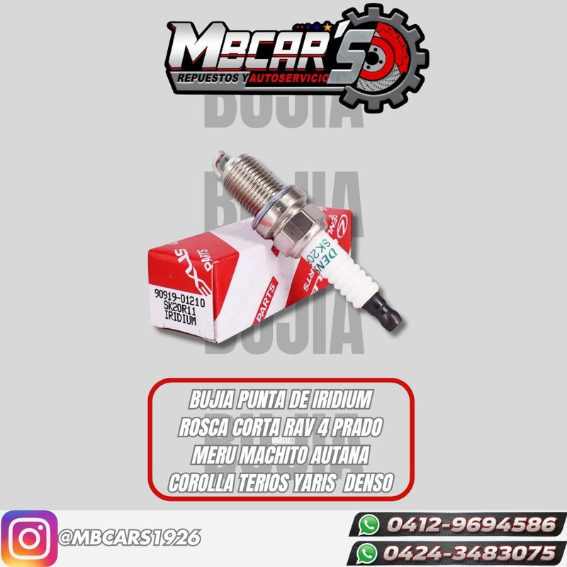 BUJIA PUNTA IRIDIUM ROSCA CORTA RAV 4/ PRADO / MERU / MACHITO / AUTANA / COROLLA / TERIOS / YARIS
