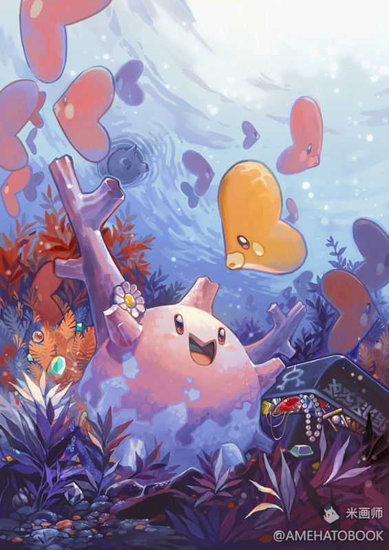 gengar-luvdisc-and-corsola-pokemon-drawn