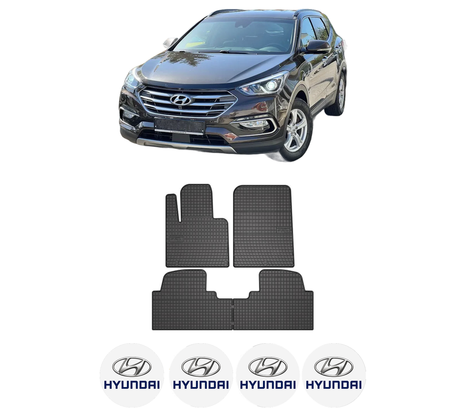 Set covorase presuri HYUNDAI SANTA FÉ III (DM, DMA) din 2012-2018, auto, din cauciuc thermoplastic, 4 Stickere auto cu HYUNDAI