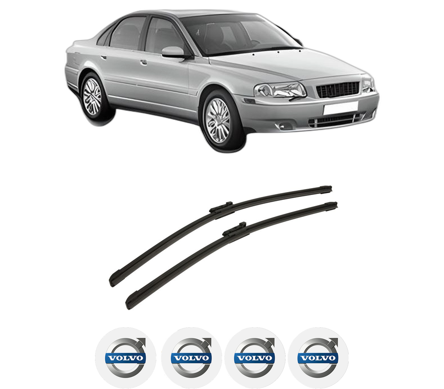 Set stergatoare auto VOLVO S80 I (184) din 1998-2006, pentru parbriz auto, 2 bucati, Bosch Aerotwin, din cauciuc siliconat rezistent, 4 Stickere Auto VOLVO