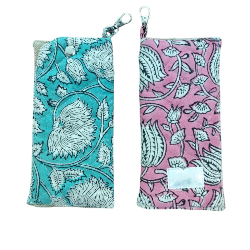 Elegant Hand Block Printed Goggle Case - Set of 2 Pattern - 1