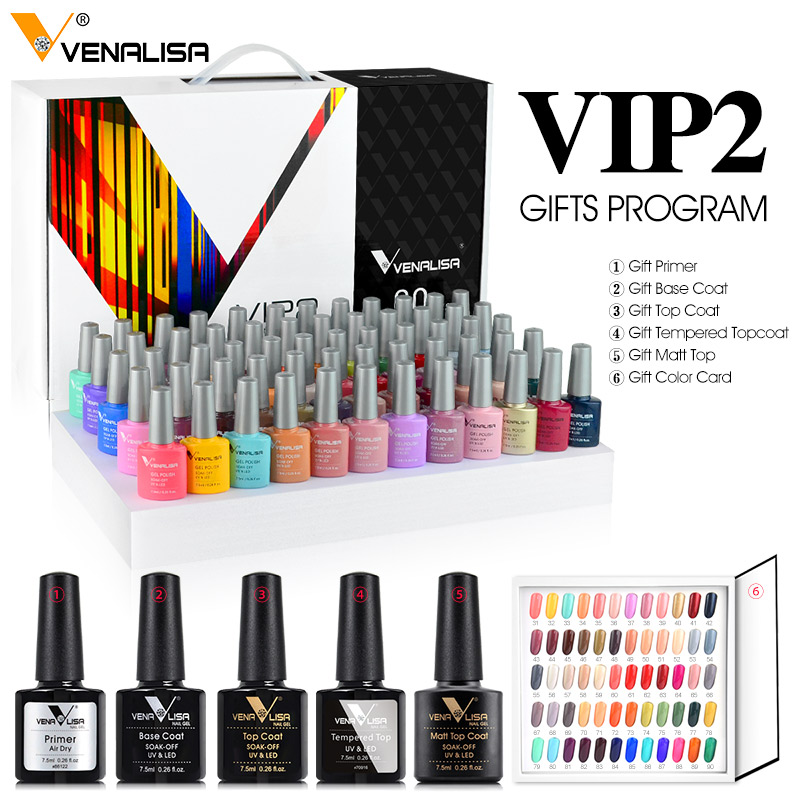 VENALISA VIP2 Set 60 Colors 7.5ml UV Led Manicure Art Gel Nail