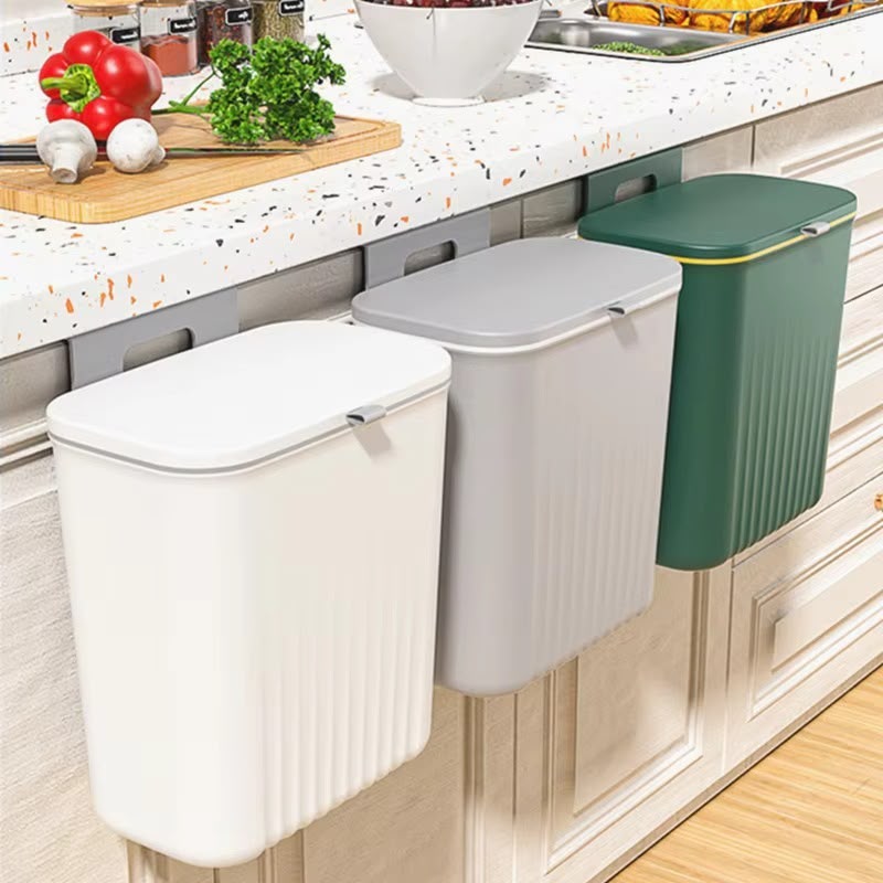 Wall-Mounted Kitchen Trash Can with Dual-Opening Lid