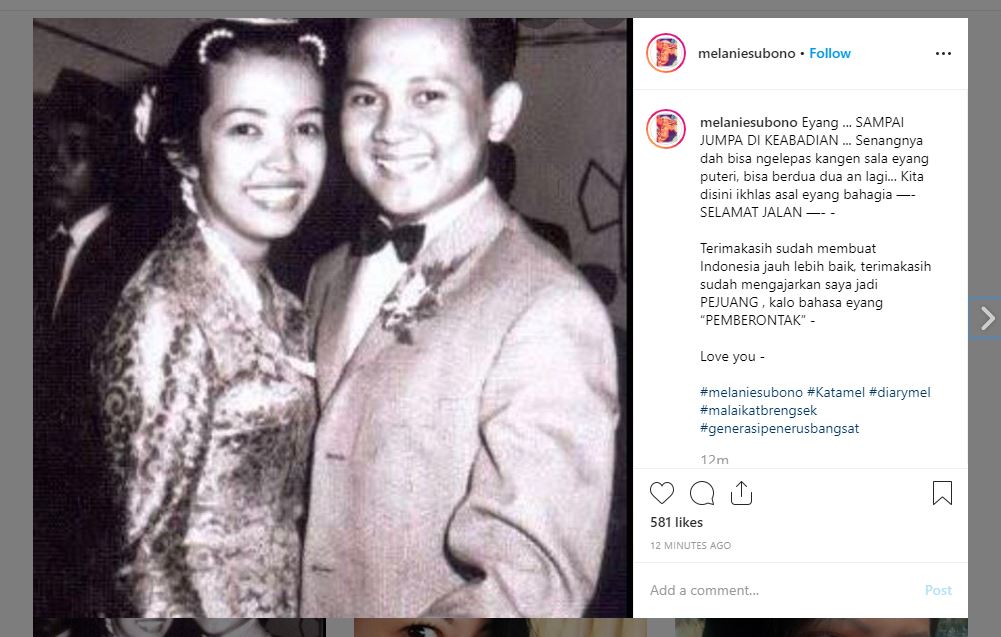 Postingan Melanie Subono
