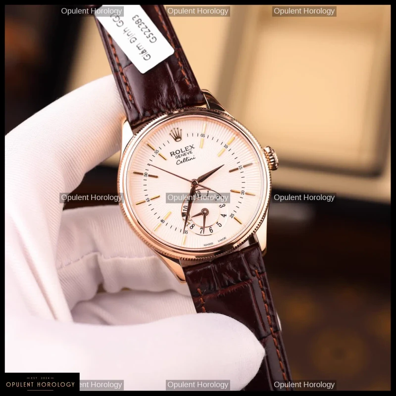 Rolex Cellini Dual Time 50525 White Dial 18K Gold Plated 39mm