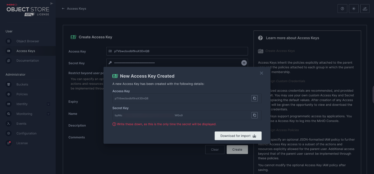 View Generated Keys
