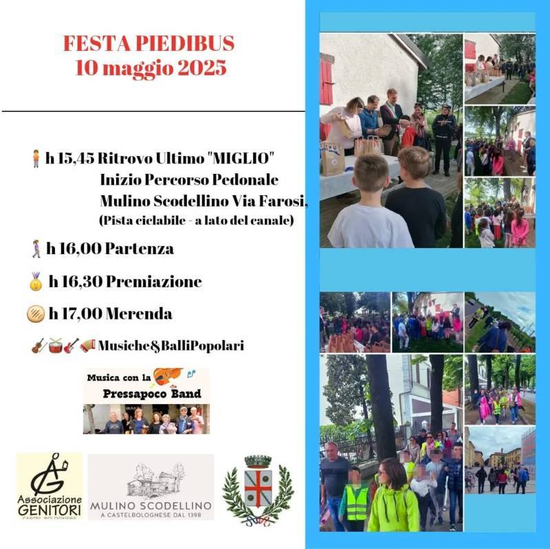 Una festa speciale per i piccoli camminatori: il 10 maggio torna la FESTA DEL PIEDIBUS al Mulino Scodellino