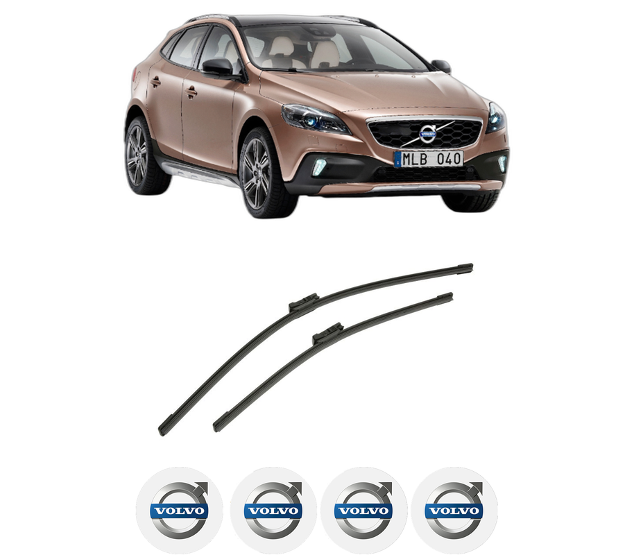Set stergatoare auto VOLVO V40 Cross Country (526) din 2012-2019, pentru parbriz auto, 2 bucati, Bosch Aerotwin, din cauciuc siliconat rezistent, 4 Stickere Auto VOLVO