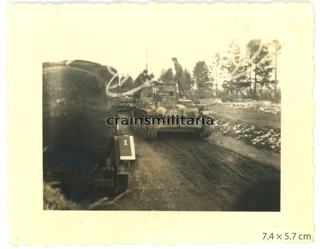 Orig Foto Vormarsch Panzer II Tank mit Kennung auf ROSLAWL Russland 1941