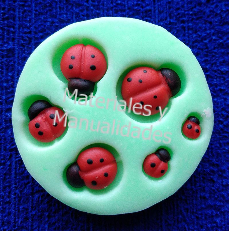 Molde en silicona mariquitas mini para apliques en pasta fría o foami