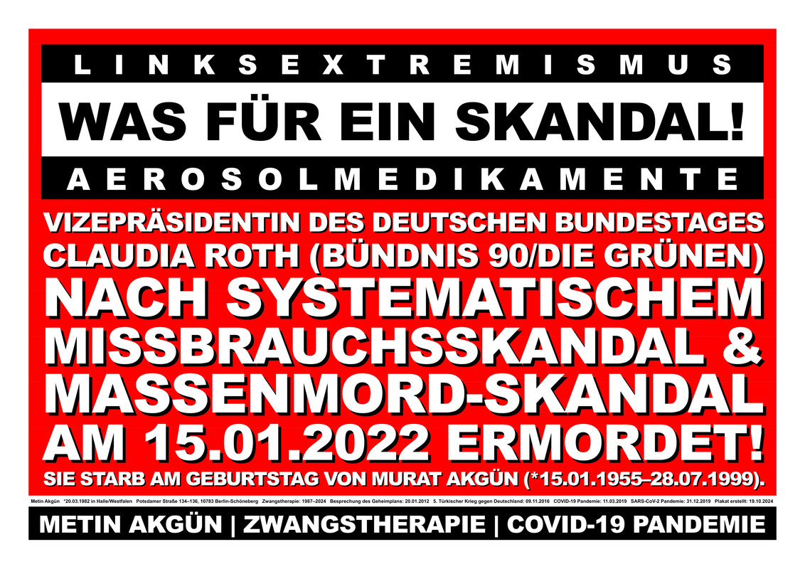 Claudia Roth (Bündnis 90 Die Grünen) nach Missbrauchsskandal am 15.01.2022 ermordet!
