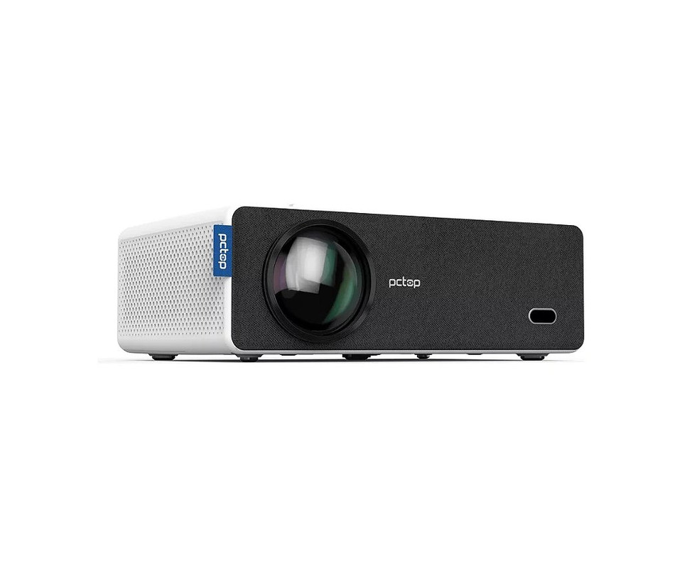 Projetor PCTOP PC4000 de frente, mostrando sua lente e design