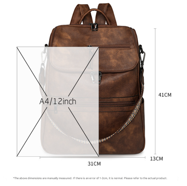 Black Stylish Anti-Theft Backpack for Women - Vintage PU Leather Convertible Rucksack & Shoulder Bag